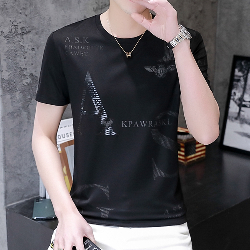 Boomer man short sleeve T-shirt ice silk 2022 new summer casual thin jacket trendy half-cut sleeve T-shirt man