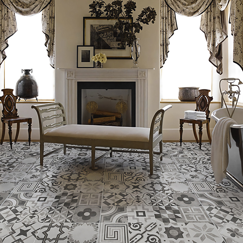 Cement gray retro floor tile indoor bathroom floor mosaic tile restaurant kitchen dirty wall brick non-slip small tile tile