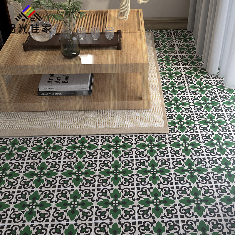 Moroccan retro green flower brick folk sleeping dressing room small flower tiles 200x200 terrace matte matte tiles
