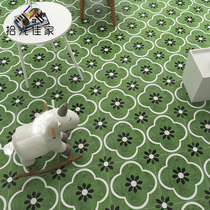 Retro green sun flower tiles Moroccan balcony toilet parquet floor tiles Minjuku restaurant ground brick flower brick