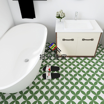 Nordic retro - tile 300 balcony green circle matte floor tile restaurant red piece tile