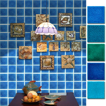 Blue ice crack ceramic mosaic 100*100 entrance background wall glazed hand-made brick bar pool interior wall brick