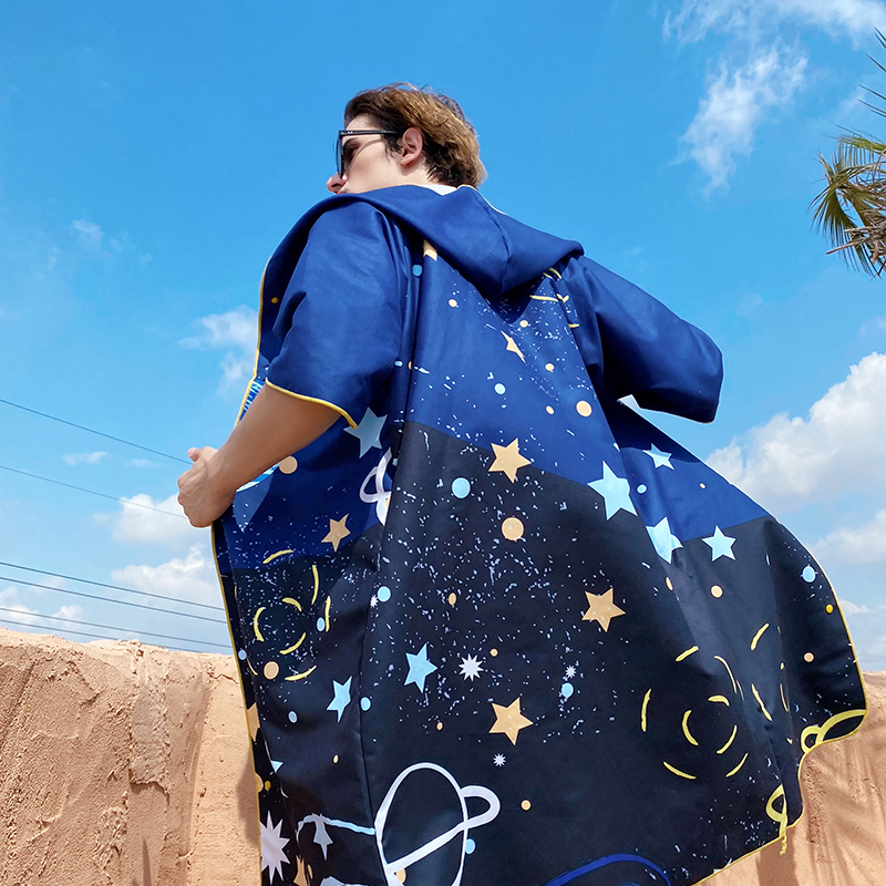 Quick-drying cloak diving bathrobe swimming towel portable clothes changing men's wearable bath towel women's absorbent towel