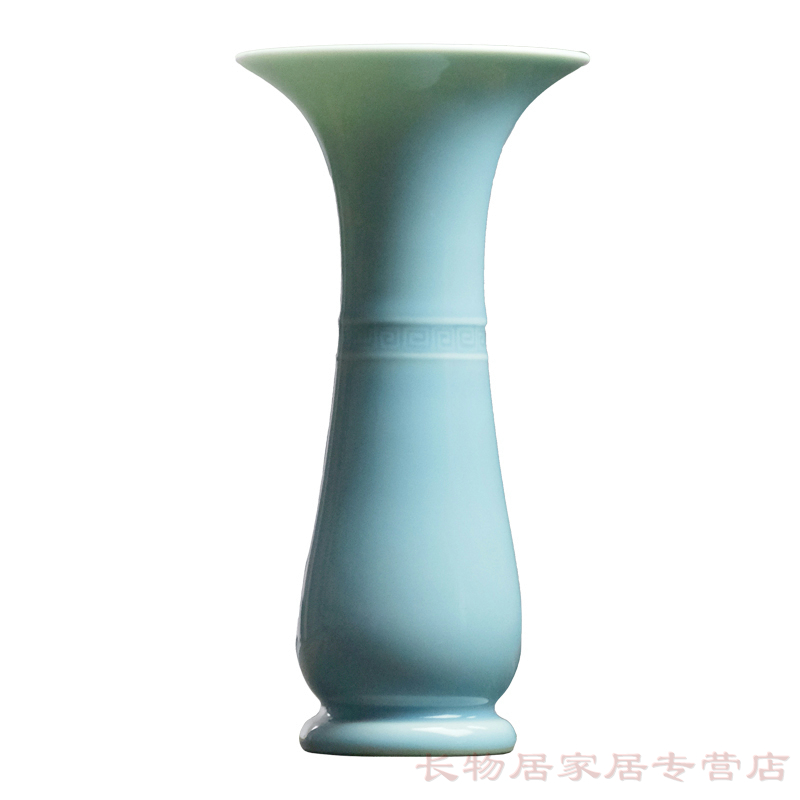 Offered home - cooked ju long up controller shamrock glaze in the spring and autumn vessels bottle of flower vase with jingdezhen pure manual archaize ceramic vase that occupy the home
