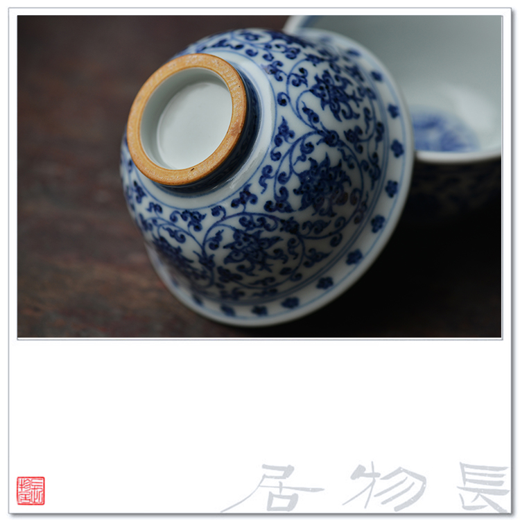 Offered home - cooked pressure in hand - made imitated yongle blue cup masters hand sample tea cup of jingdezhen ceramic tea set a single CPU