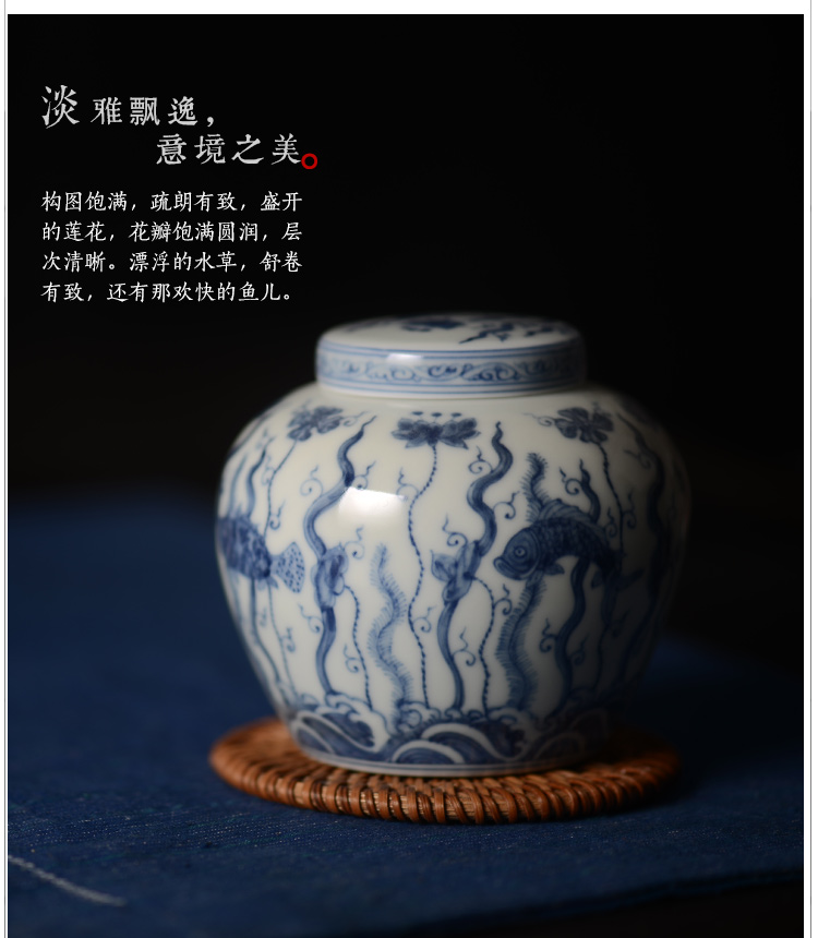 Offered home - cooked in hand - made doucai day word jar of jingdezhen manual thin foetus ceramic tea set tea caddy fixings storehouse