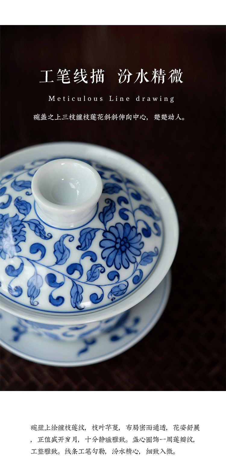 Offered home - cooked dwell hand - made fair put lotus flower pattern of blue and white porcelain cup and cup of jingdezhen ceramics by hand points of tea, tea sets