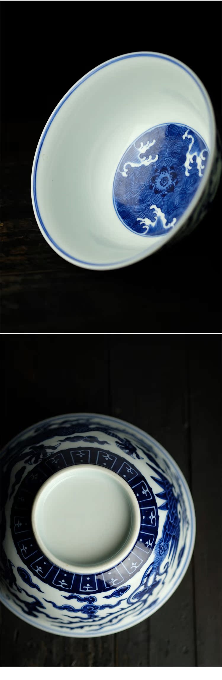 Long up jack offered home - cooked hand - made jingdezhen blue and white longfeng bowls in pure manual archaize ceramic tableware furnishing articles