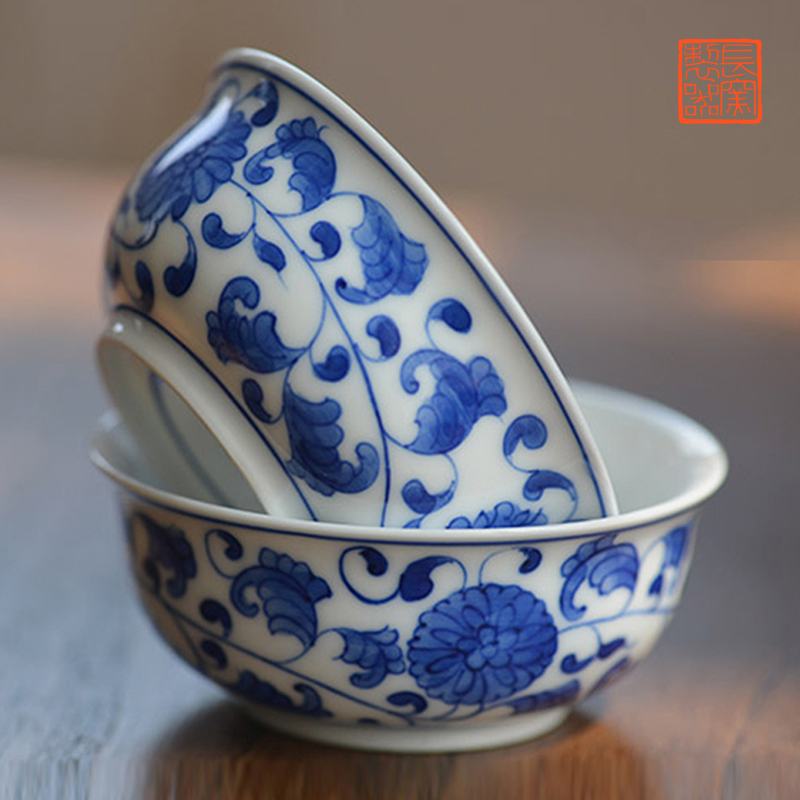Offered home - cooked hand - made porcelain bound in the lotus flower tea cups jingdezhen ceramic sample tea cup masters cup bowl by hand