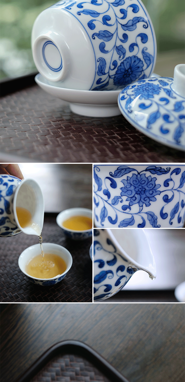 Offered home - cooked dwell hand - made fair put lotus flower pattern of blue and white porcelain cup and cup of jingdezhen ceramics by hand points of tea, tea sets