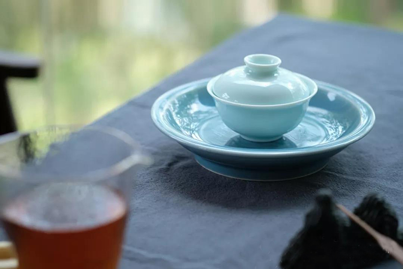 Offered home - cooked ju darling tiancheng hand - carved pale pinkish purple shadow green, a single small tureen jingdezhen ceramic tea cups