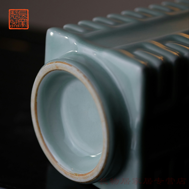 Making those offered home - cooked long up in longquan bottles of jingdezhen blue glaze cong type manual home furnishing articles vase
