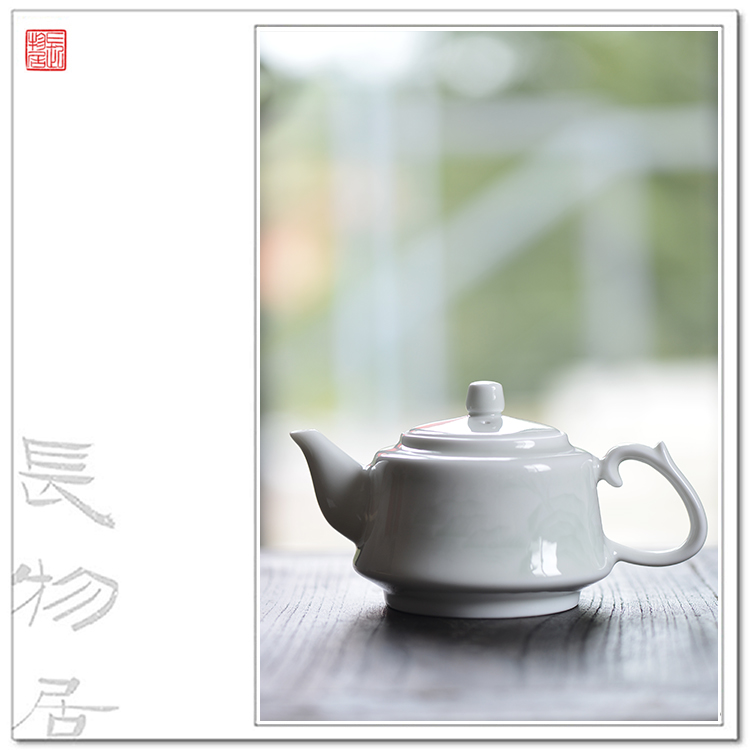 Offered home - cooked at flavour shadow blue glaze green, white porcelain porcelain teapot dark moment landscape of jingdezhen ceramic tea set by hand