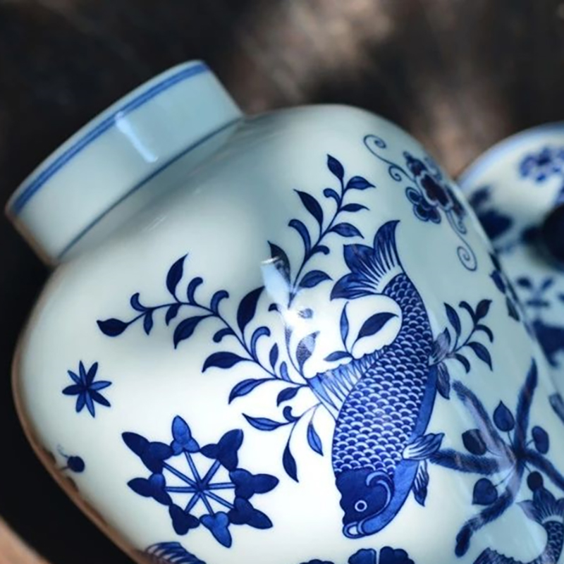 Offered home - cooked ju long up hand - made mackerel algal grain to the general pot of jingdezhen ceramic checking tea caddy fixings tea storehouse