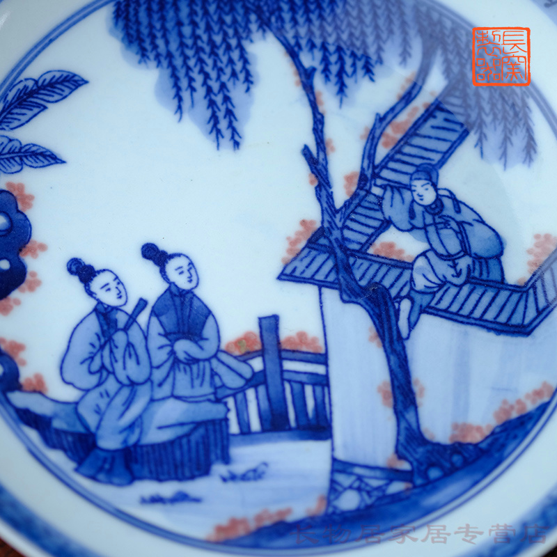 Long stories of blue and white youligong west chamber up controller plate offered home - cooked in jingdezhen ceramic plate by hand