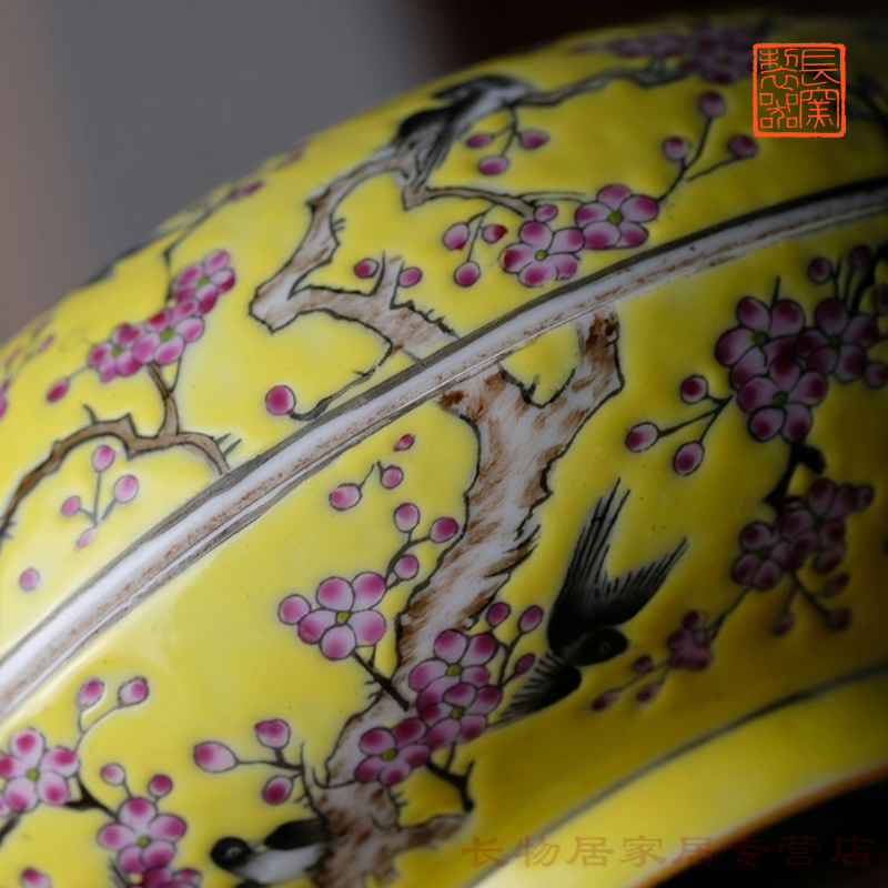 Beaming over a long up making those offered home - cooked in pastel yellow box box of jingdezhen ceramic decorative furnishing articles tea Chinese style