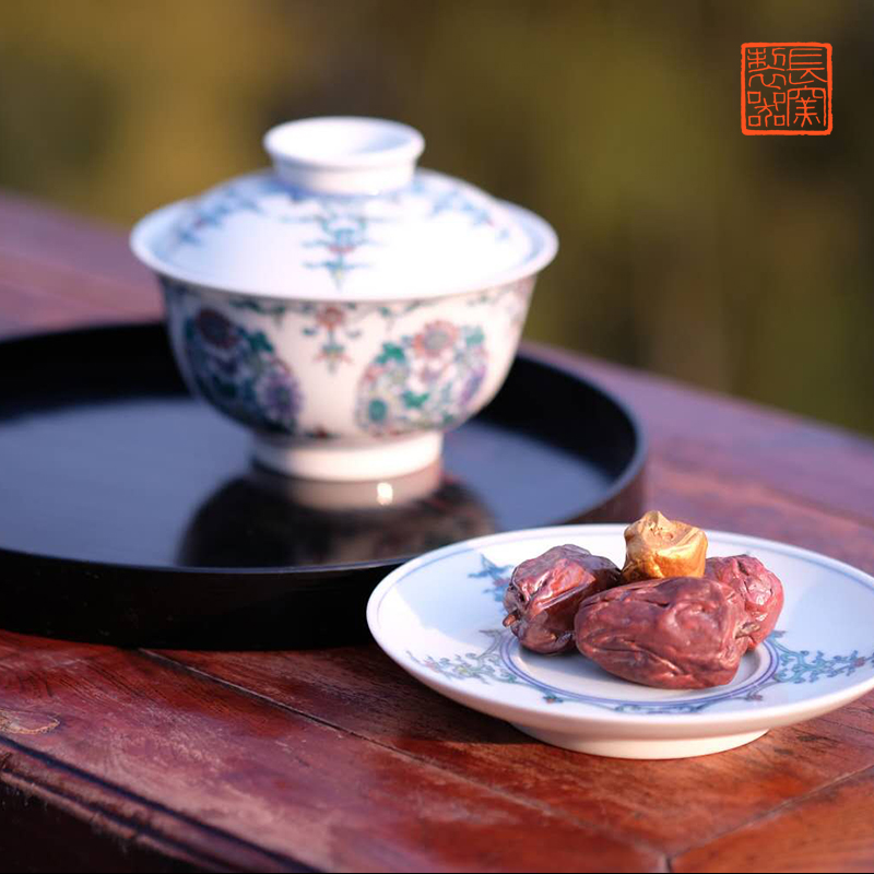 Offered home - cooked ju long up controller imitation yongzheng CaiTuan by three fights to tureen jingdezhen ceramic tea set size by hand