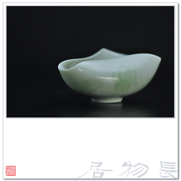 Offered home - cooked at flavour shadow blue glaze dark carved lotus tea holder tea saucer jingdezhen ceramic tea set with parts by hand