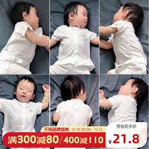 Baby Tops Short Sleeve Summer Thin Baby T-shirt Mens Gauze Clothes Pure Cotton Summer Half Sleeve Mosquito Pants Set