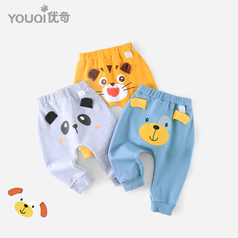 Baby pants spring and autumn baby big PP pants cotton autumn clothes men's cartoon outer wear autumn loose trousers women's butt pants