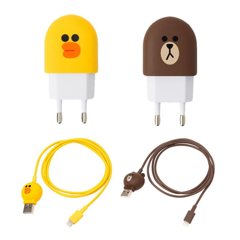 Korean line friends brown Bear 6s charging cable plug iPhoneXS 7 8plus Apple data cable