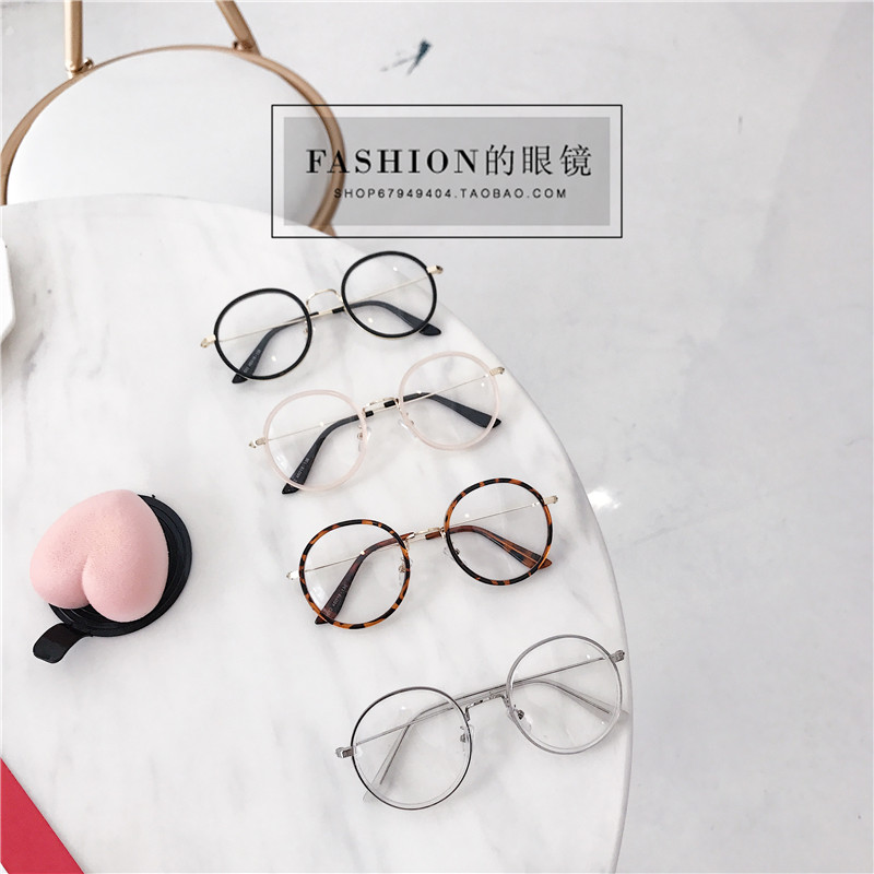 Kính cận thị khung nữ phiên bản Hàn Quốc của thủy triều retro cá tính trong suốt phẳng gương tròn dễ thương có độ bảo vệ sinh viên gọng kính