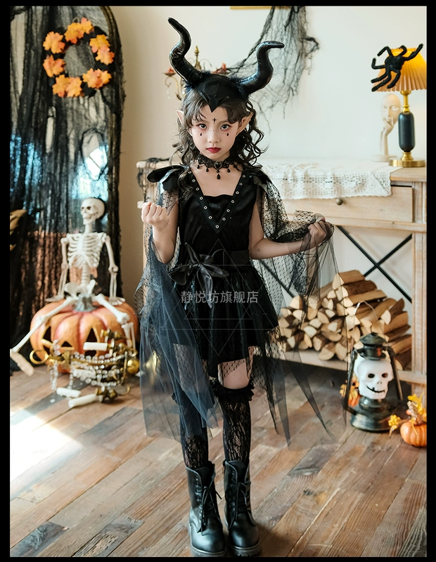 Halloween Trẻ Em Trang Phục Hóa Trang Phù Thủy Diễn Sân Khấu Bé Gái Sàn Diễn Ma Cà Rồng Đêm Quốc Đầm