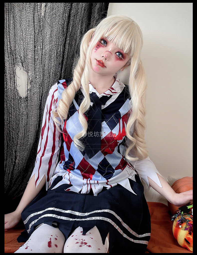万圣节成人cosplay服装恐怖娃娃僵尸吸血鬼学生制服断魂小丑套装-阿里巴巴