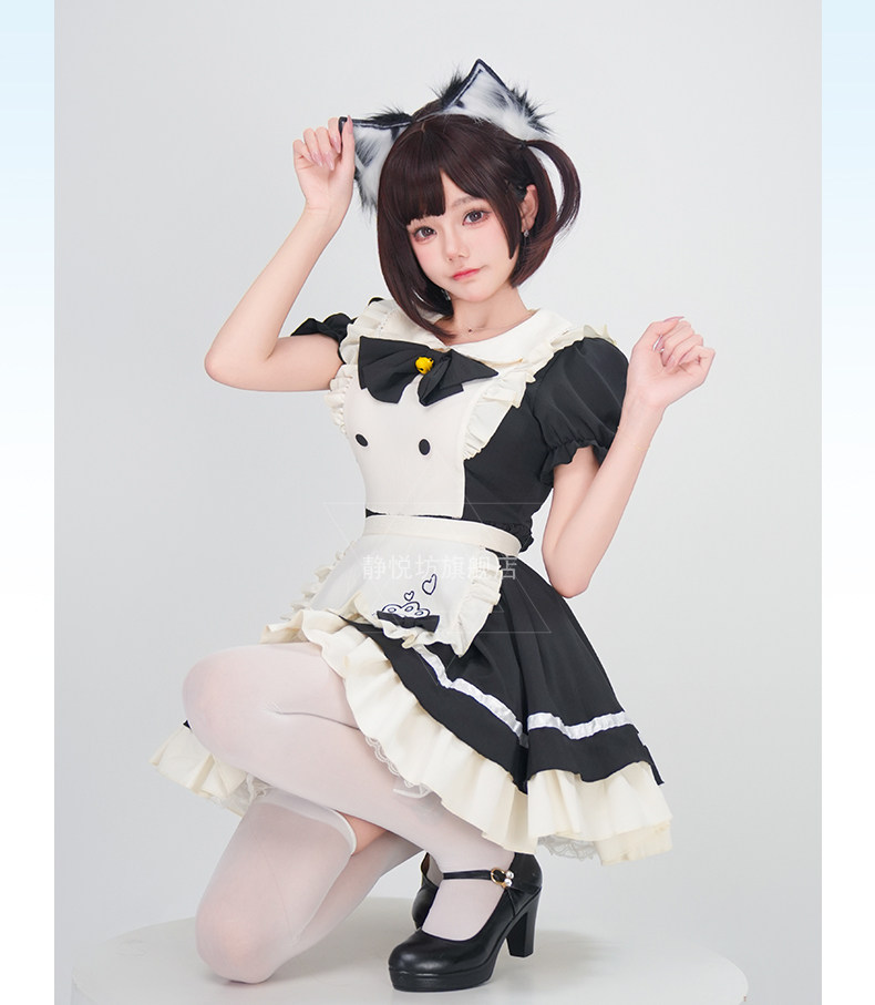 日本黑白色动漫女仆装角色扮演cos服装cosplay表演服Lolita连衣裙-阿里巴巴
