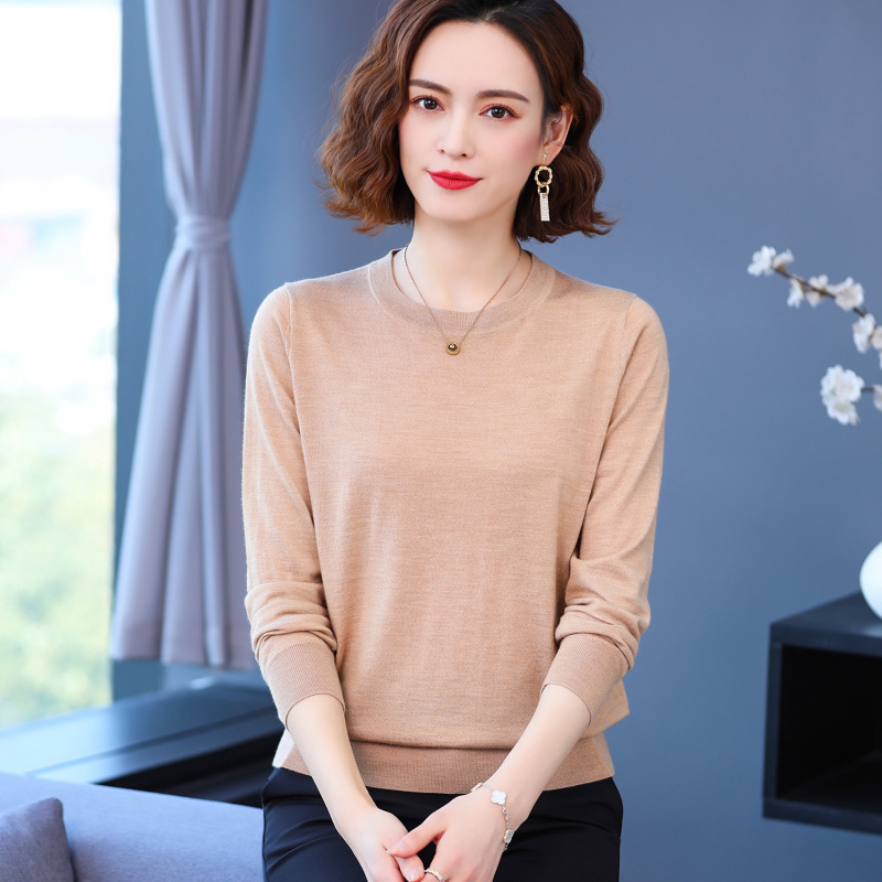 Ordos City Women's Cashmere Sweater, Non-Pilling, Ultra-Fine Worsted Pure Wool Sweater, Round Neck, Ultra-Thin Sweater