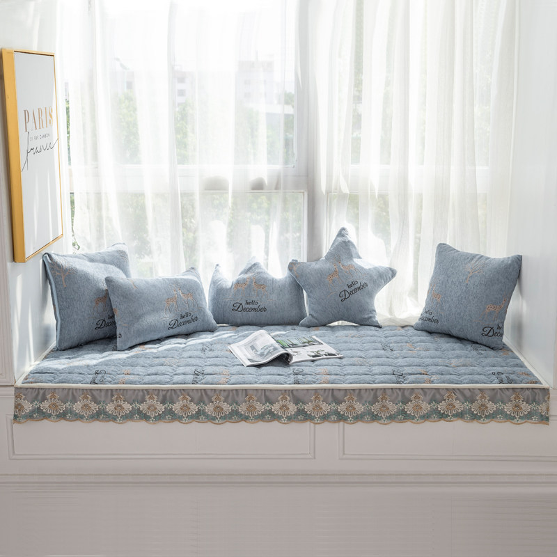Thickened bay window pad window sill cushion plush bay window blanket pastoral tatami mat non-slip balcony cushion custom
