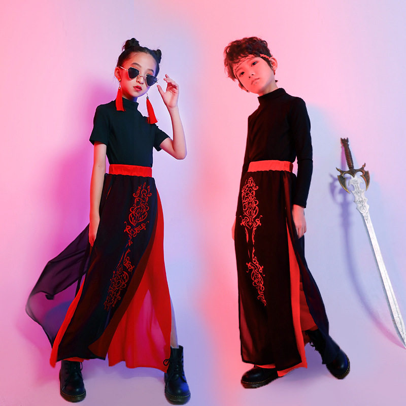 Children's model clothing boys and girls catwalk costumes Chinese style children's national tide street dance jazz dance costumes