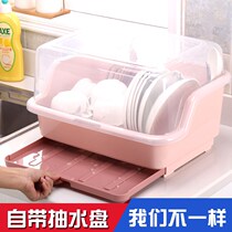  Bowl box chopsticks storage box drain simple cupboard with lid household kitchen storage box small tableware bowl holder