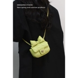 MBSQHNA Небольшая дизайнерская летняя милая маленькая цепь с бантиком, помада, наушники, сумка для техники, на цепочке