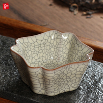 Wu Jian biography Ge Kiln Pure handmade master cup nail Antique high-end Kung Fu tea Puer Tea single cup square cup