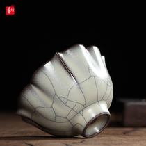 Zhou Changgui Ge Kiln master cup Single cup Longquan Celadon handmade Puer tea cup Iron tire ice crack tea cup Tea bowl