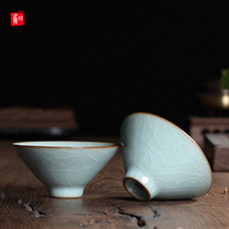 Longquan Celadon hat cup Master cup Single cup Small teacup Ceramic Gongfu tea cup Tea cup Tea cup Tea cup Ice crack