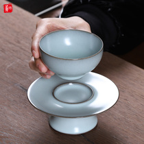 Celadon handmade master cup Single cup high-grade official kiln tea set Tea bowl Tea cup Ceramic Kung fu small tea cup Tea cup