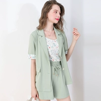 Классический костюм, осенний комплект, штаны, куртка, в корейском стиле, 2020, высокая талия, эффект подтяжки, 3 предмета