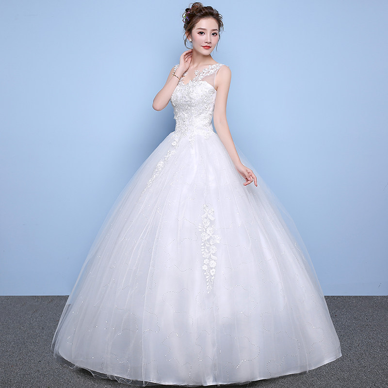 Wedding dress Forest lace shoulder V-neck thin princess large size Qi wedding dress 2021 new bridal wedding dress