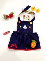 Original Pet Clothes Handmade Custom Cute Kindergarten Flower Rabbit Denim Strap Skirt Teddy Bichon Bomei