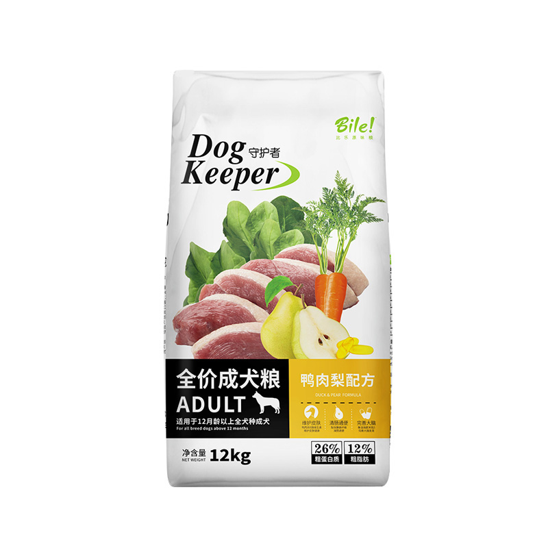 比乐狗粮12kg鸭肉梨原味守护者bile成犬粮小型犬大型犬通用型狗粮