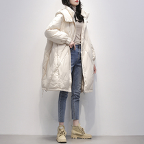 2021 Winter fit new Korean version white Even cap Fashion Slim White Duck Suede Mid down Down Clothing Woman Thickened Jacket