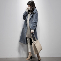 Sheep-cut velvet big coat woman medium length 2021 new double-row buttoned long sleeve Korean version wool coat fur coat grass jacket