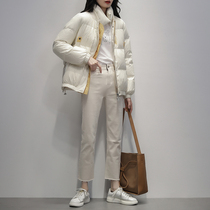 White Short down Down Jacket Woman 2021 Winter Fashion New Korean version Collar Fashion Slim Thickened Jacket Tide White Goose Down