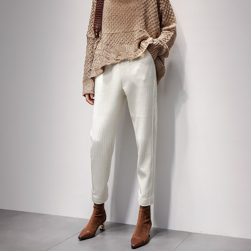 Mi White Leisure Pants 2022 new Han edition high waist vertical pipe pants loose and broad leg trousers