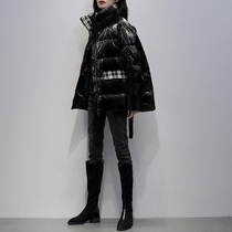 Black short down Down Jacket Woman 2021 Winter fit new Korean version white duck suede collar bright face Fashion thickened jacket tide