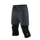 Fake Two-Piece Basketball Shorts Men's Sports Shorts Set Ice Silk Quick-Drying Summer Fitness High-Elastic Training Tight-Fitting Three-Quarter Pants