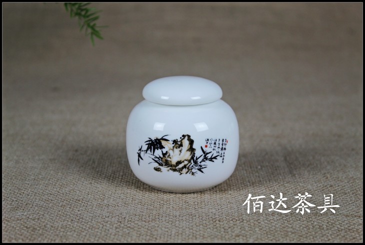 Bộ ấm trà bằng gốm đặt phụ kiện bình trà bằng sứ màu xanh và trắng Hộp trà đóng gói lưu trữ hộp thuốc kín nhỏ lon trà nhỏ ấm pha trà thủy tinh