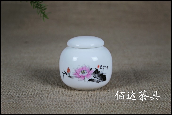 Bộ ấm trà bằng gốm đặt phụ kiện bình trà bằng sứ màu xanh và trắng Hộp trà đóng gói lưu trữ hộp thuốc kín nhỏ lon trà nhỏ ấm pha trà thủy tinh
